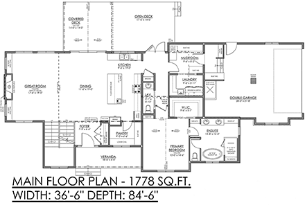 Country, Farmhouse, New American, Traditional House Plan 83368 with 3 Beds, 3 Baths, 2 Car Garage First Level Plan