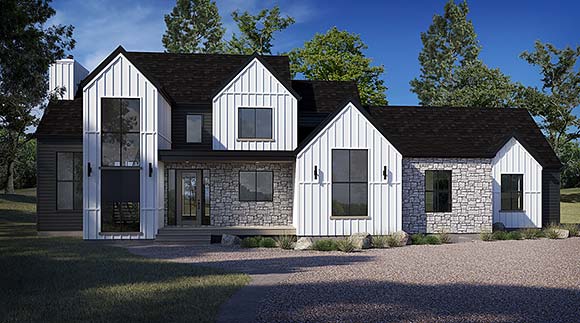 Country, Farmhouse, New American, Traditional House Plan 83368 with 3 Beds, 3 Baths, 2 Car Garage Elevation