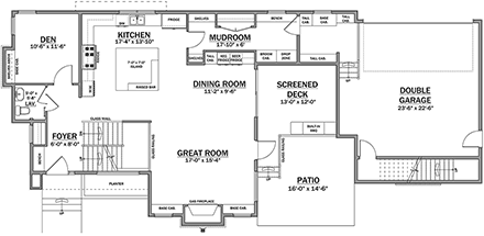 Modern House Plan 83372 with 3 Beds, 3 Baths, 2 Car Garage First Level Plan