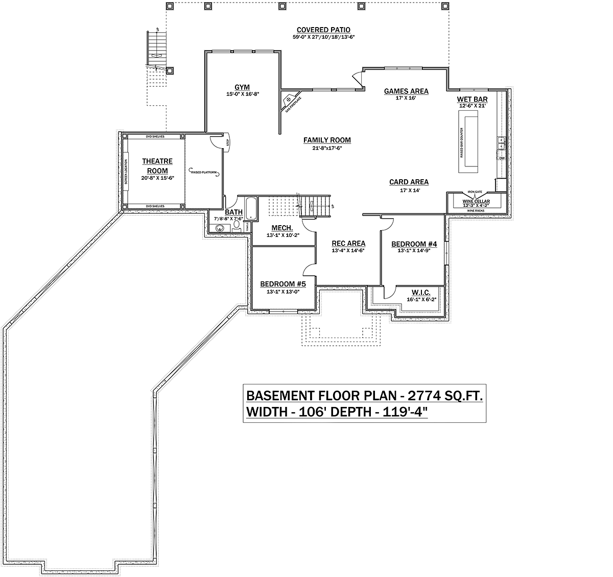 House Plan 83374 - Craftsman Style with 3854 Sq Ft, 3 Bed, 2 Bath