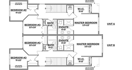 Contemporary, Modern Multi-Family Plan 83376 with 6 Beds, 6 Baths Second Level Plan