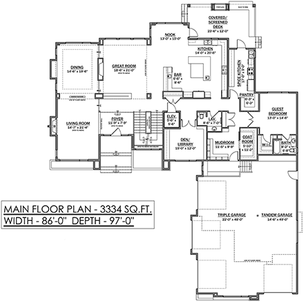 Modern House Plan 83378 with 5 Beds, 7 Baths, 5 Car Garage First Level Plan