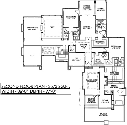 Modern House Plan 83378 with 5 Beds, 7 Baths, 5 Car Garage Second Level Plan