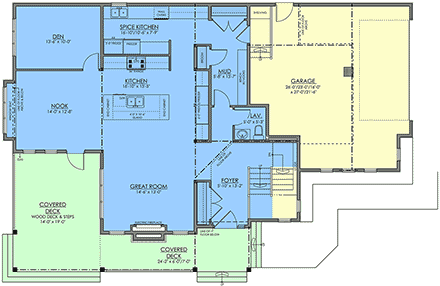 Contemporary, Farmhouse, New American House Plan 83388 with 3 Beds, 3 Baths, 2 Car Garage First Level Plan