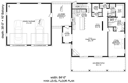 Contemporary, Modern House Plan 83406 with 4 Beds, 3 Baths, 2 Car Garage First Level Plan