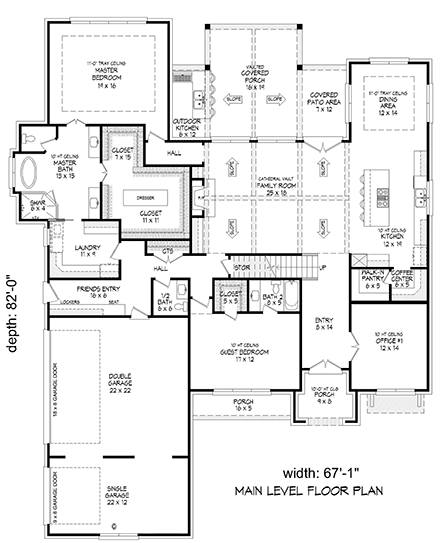 Contemporary, Florida, French Country, Mediterranean, Traditional House Plan 83410 with 5 Beds, 5 Baths, 3 Car Garage First Level Plan