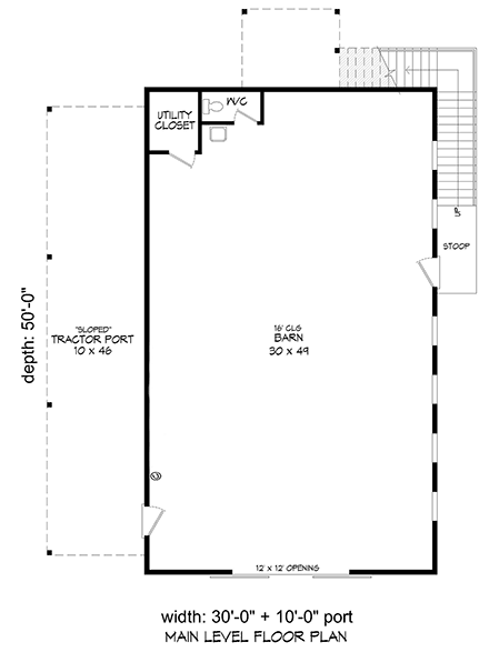 Barndominium, Contemporary, Cottage, Country, Farmhouse Garage-Living Plan 83414, 2 Car Garage First Level Plan