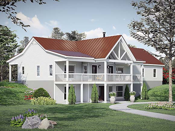 Coastal, Country, Ranch House Plan 83416 with 2 Beds, 2 Baths, 2 Car Garage Elevation