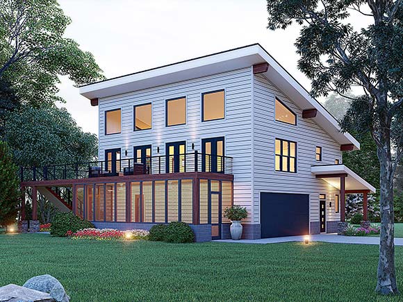 Coastal, Contemporary, Country, Modern House Plan 83417 with 3 Beds, 2 Baths, 2 Car Garage Elevation