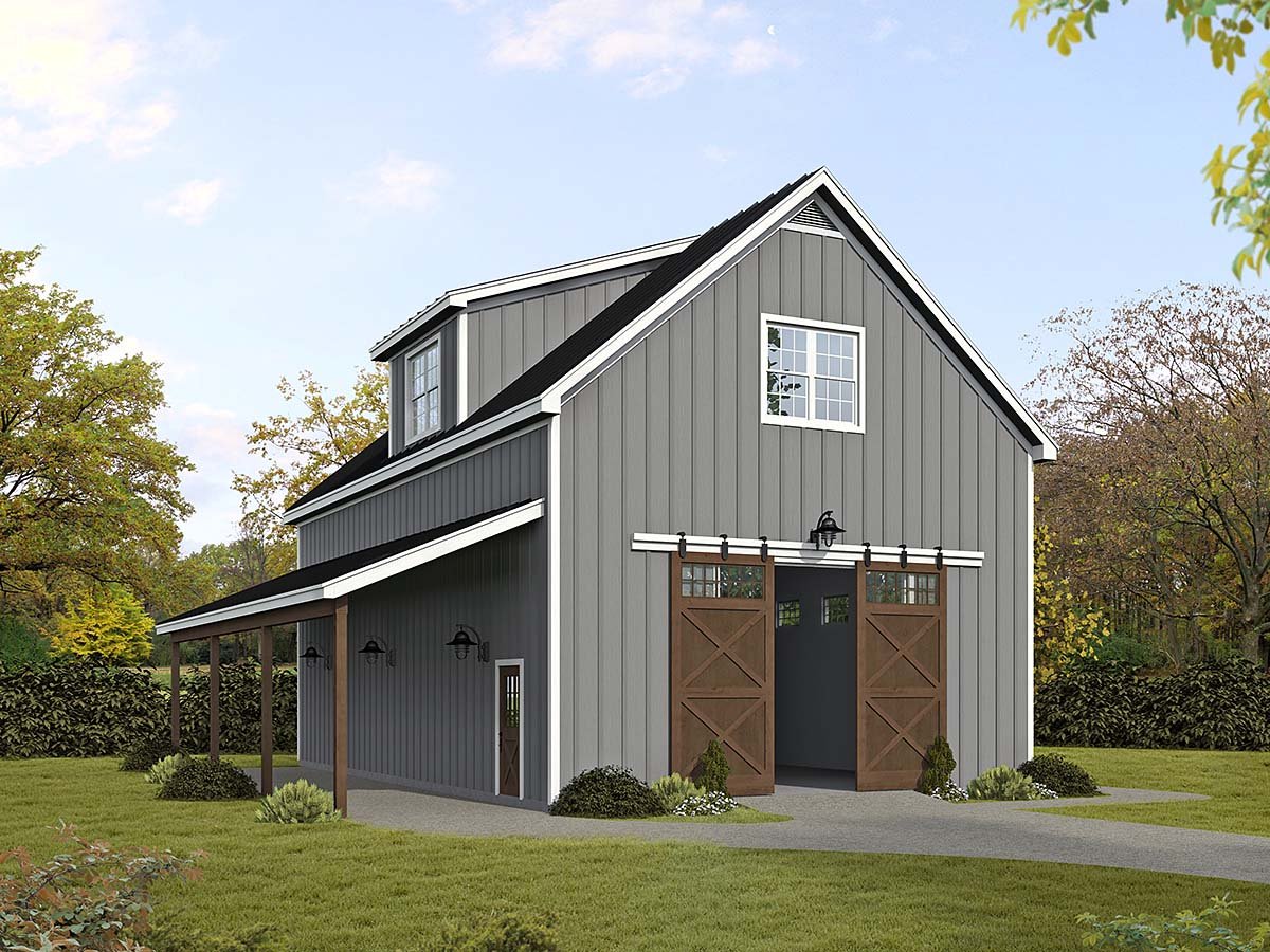 Barndominium, Country, Farmhouse, Traditional Plan with 1155 Sq. Ft., 2 Bedrooms, 3 Bathrooms Elevation