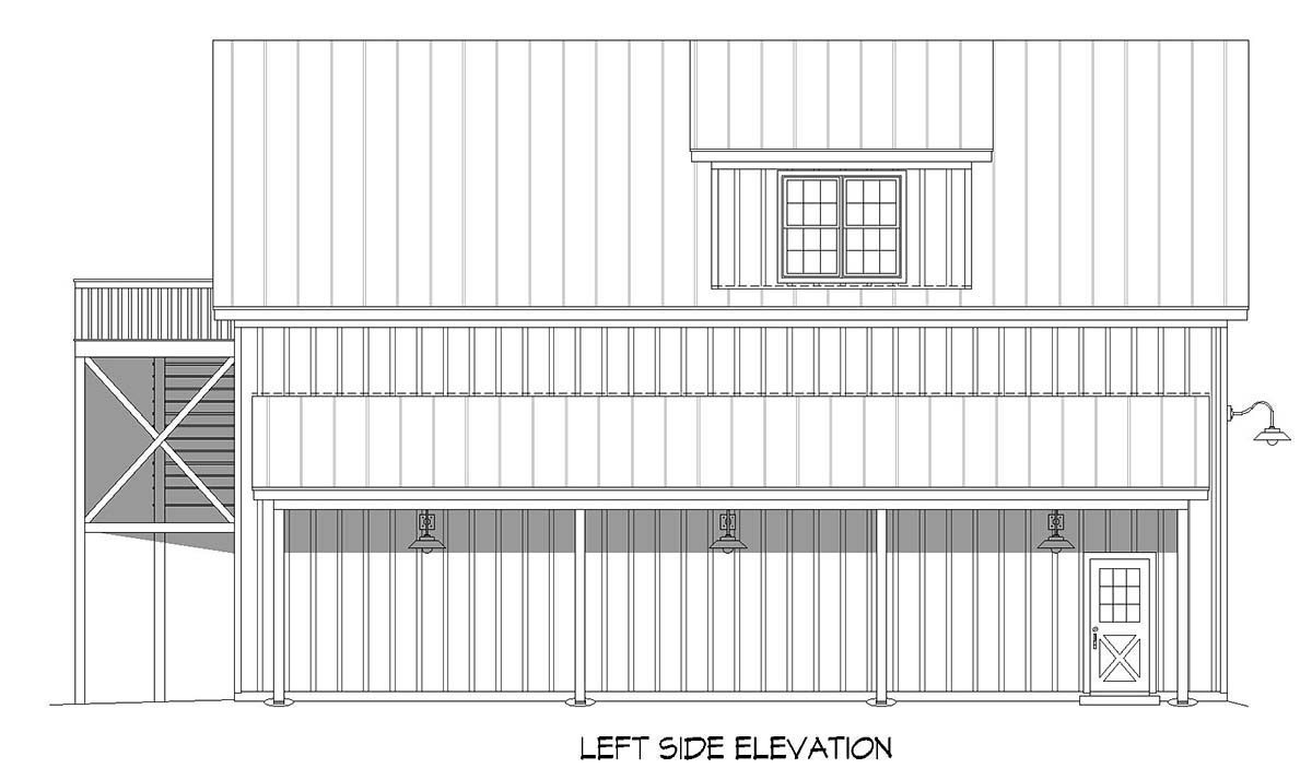 Barndominium, Country, Farmhouse, Traditional Plan with 1155 Sq. Ft., 2 Bedrooms, 3 Bathrooms Picture 3