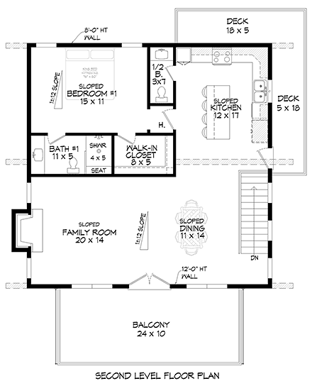 Cabin, Coastal, Contemporary, Modern House Plan 83424 with 3 Beds, 3 Baths Second Level Plan