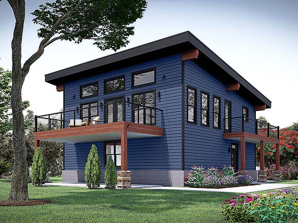 Cabin, Coastal, Contemporary, Modern House Plan 83424 with 3 Beds, 3 Baths Elevation