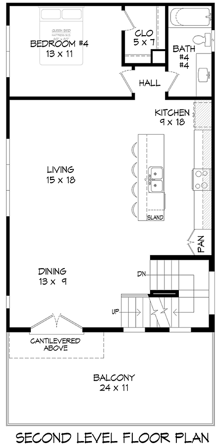 Coastal, Contemporary, Modern House Plan 83427 with 5 Beds, 6 Baths, 2 Car Garage Second Level Plan