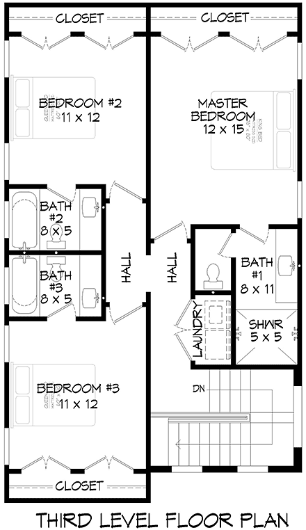 Coastal, Contemporary, Modern House Plan 83427 with 5 Beds, 6 Baths, 2 Car Garage Third Level Plan