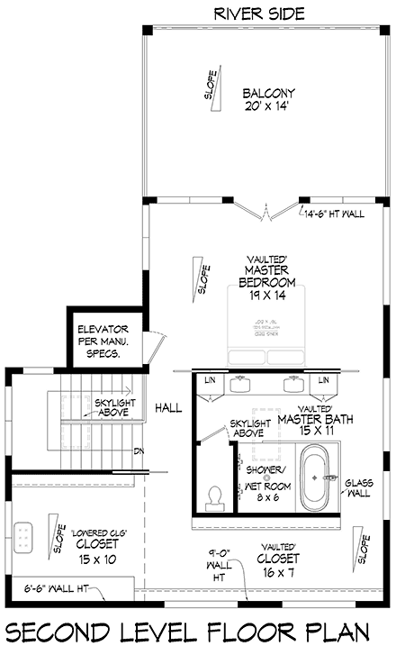 Coastal, European, Modern House Plan 83432 with 3 Beds, 3 Baths, 2 Car Garage Second Level Plan