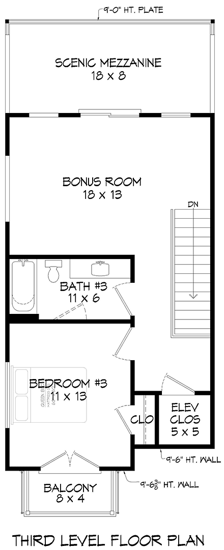 Coastal, Contemporary, Modern House Plan 83433 with 3 Beds, 4 Baths, 2 Car Garage Third Level Plan