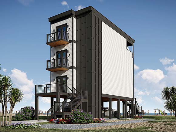 Coastal, Contemporary, Modern House Plan 83433 with 3 Beds, 4 Baths, 2 Car Garage Elevation