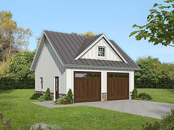 Country, Ranch, Traditional 2 Car Garage Plan 83446 Elevation