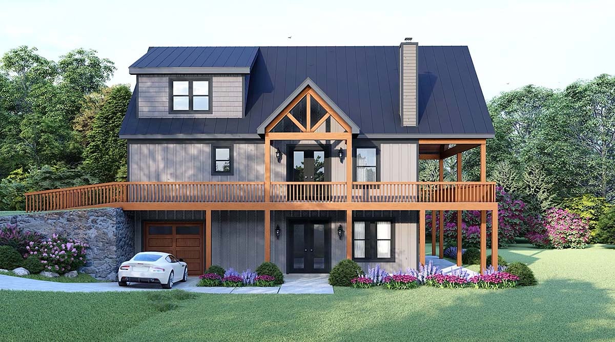 Country, Craftsman, Traditional Plan with 2792 Sq. Ft., 4 Bedrooms, 4 Bathrooms, 1 Car Garage Elevation