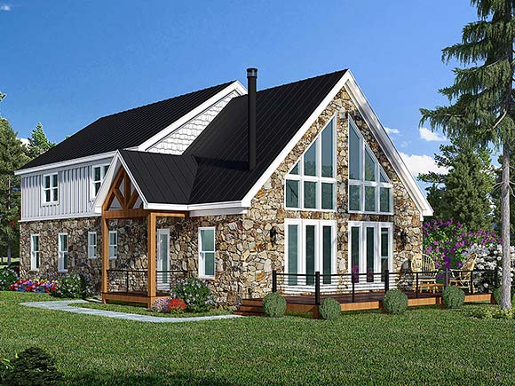 Cabin, Country, French Country, Traditional House Plan 83468 with 3 Beds, 3 Baths, 2 Car Garage Elevation