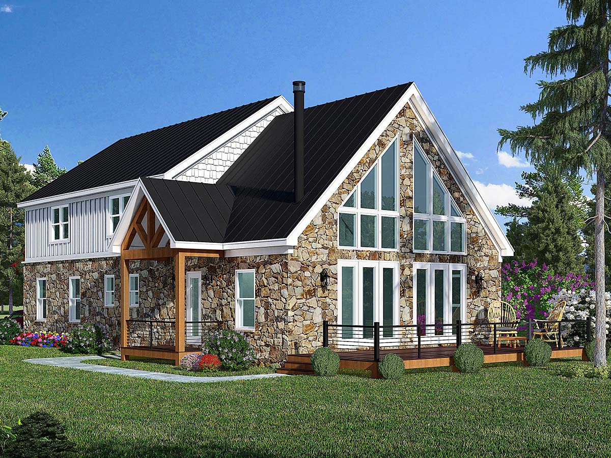 Cabin, Country, French Country, Traditional Plan with 2596 Sq. Ft., 3 Bedrooms, 3 Bathrooms, 2 Car Garage Elevation