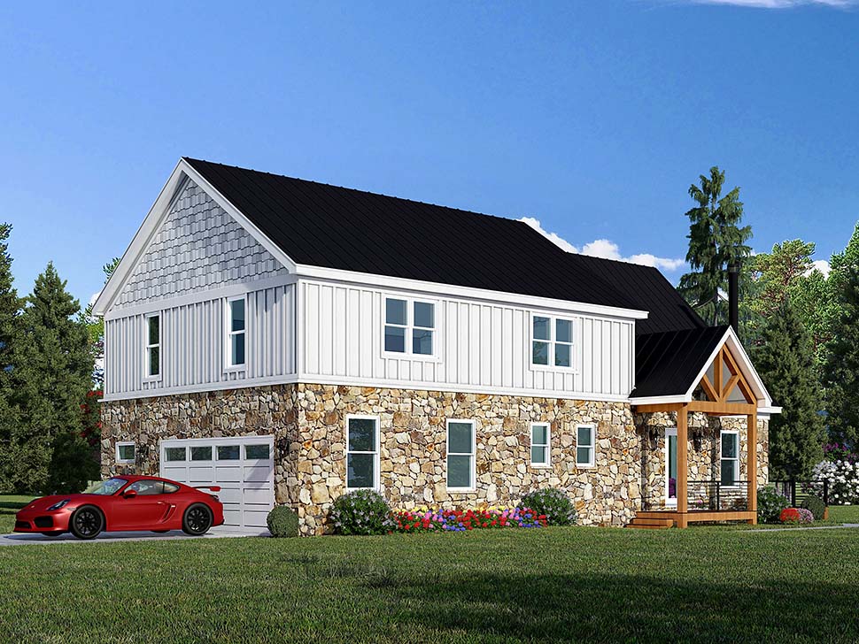 Cabin, Country, French Country, Traditional Plan with 2596 Sq. Ft., 3 Bedrooms, 3 Bathrooms, 2 Car Garage Picture 5