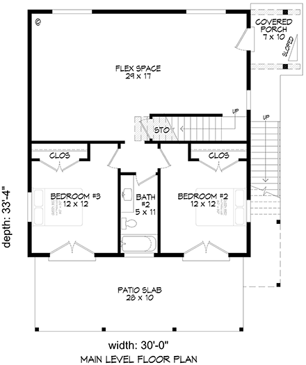 Contemporary, Modern House Plan 83470 with 3 Beds, 2 Baths First Level Plan