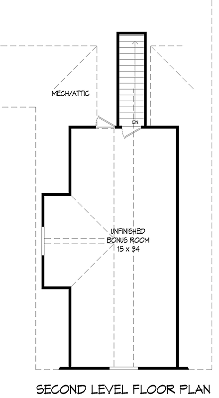 Country, Craftsman House Plan 83472 with 3 Beds, 2 Baths, 3 Car Garage Second Level Plan