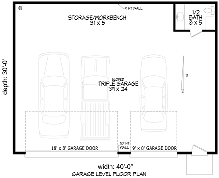 Garage Plan 83479 - 3 Car Garage Modern Style