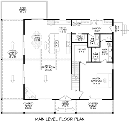 Cabin, Country, French Country, Ranch, Traditional House Plan 83490 with 3 Beds, 3 Baths First Level Plan