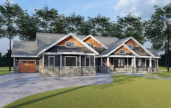 Prairie, Traditional House Plan 83494 with 4 Beds, 5 Baths, 4 Car Garage Elevation