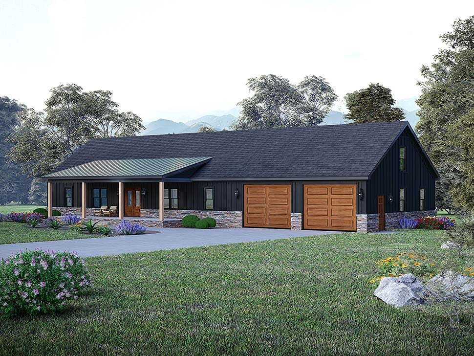 Country, Ranch Plan with 2049 Sq. Ft., 3 Bedrooms, 2 Bathrooms, 3 Car Garage Picture 5