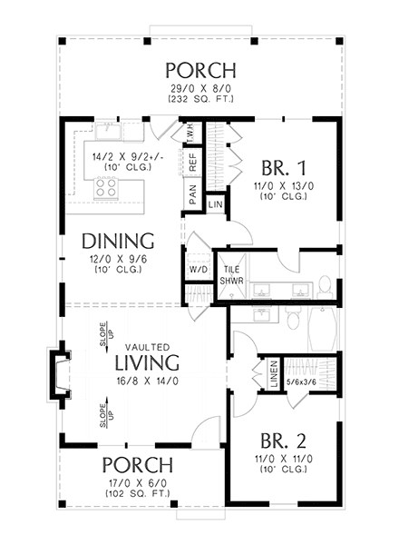 Cottage, Country, Farmhouse House Plan 83500 with 2 Beds, 2 Baths First Level Plan