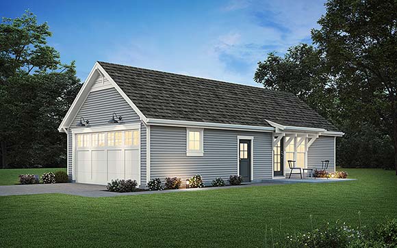 Craftsman, Farmhouse, Ranch Garage-Living Plan 83508 with 1 Beds, 1 Baths, 2 Car Garage Elevation