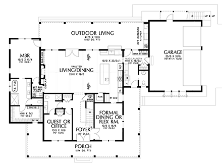 Country, Farmhouse House Plan 83509 with 4 Beds, 5 Baths, 3 Car Garage First Level Plan