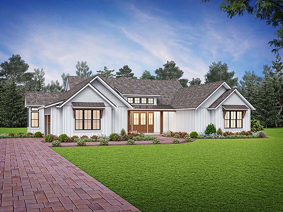 Country, Farmhouse, Ranch House Plan 83515 with 3 Beds, 4 Baths, 2 Car Garage Elevation