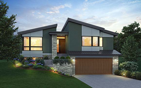 Contemporary House Plan 83516 with 3 Beds, 3 Baths, 2 Car Garage Elevation