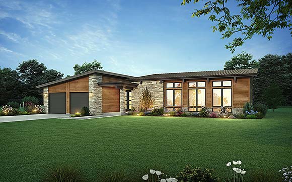 Contemporary, Modern House Plan 83518 with 3 Beds, 3 Baths, 2 Car Garage Elevation