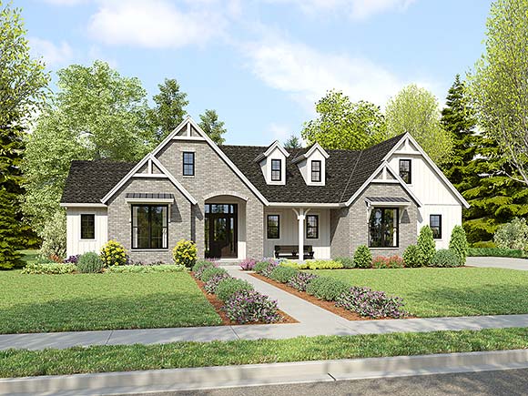 Country, Farmhouse House Plan 83519 with 4 Beds, 3 Baths, 2 Car Garage Elevation