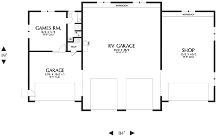 Craftsman 8 Car Garage Plan 83520, RV Storage First Level Plan