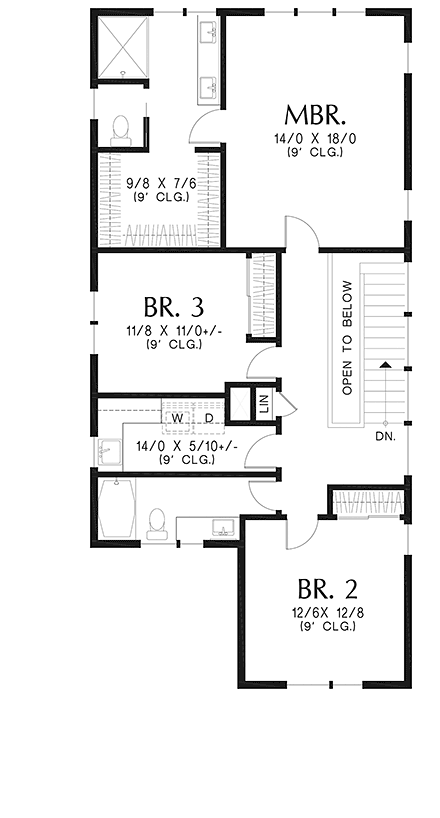 Contemporary House Plan 83521 with 3 Beds, 3 Baths, 1 Car Garage Second Level Plan