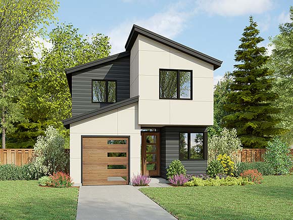 Contemporary House Plan 83521 with 3 Beds, 3 Baths, 1 Car Garage Elevation