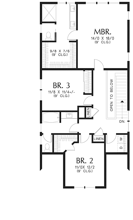 Country, Farmhouse House Plan 83522 with 3 Beds, 3 Baths, 1 Car Garage Second Level Plan