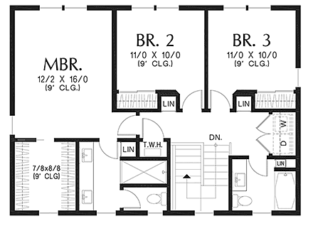 Colonial, Country, Farmhouse, Traditional House Plan 83524 with 3 Beds, 3 Baths Second Level Plan