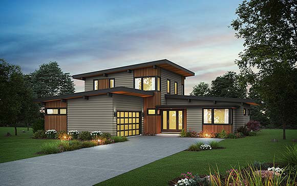 Contemporary House Plan 83530 with 4 Beds, 3 Baths, 2 Car Garage Elevation