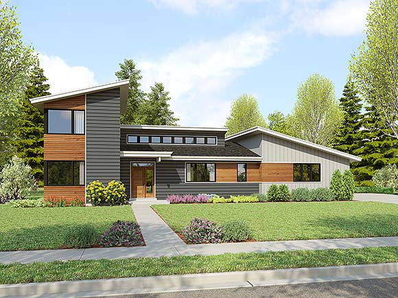 Contemporary House Plan 83531 with 4 Beds, 3 Baths, 3 Car Garage Elevation