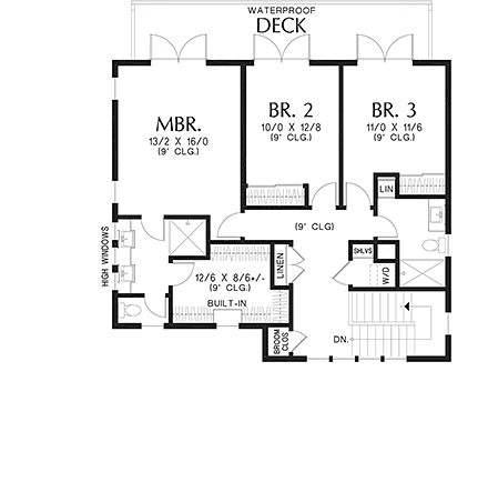 Country, Farmhouse House Plan 83532 with 4 Beds, 3 Baths, 1 Car Garage Second Level Plan