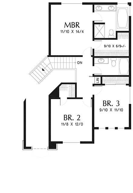 Craftsman, Traditional House Plan 83533 with 3 Beds, 3 Baths, 2 Car Garage Second Level Plan