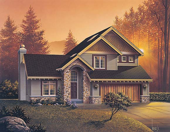 Craftsman, Traditional House Plan 83533 with 3 Beds, 3 Baths, 2 Car Garage Elevation
